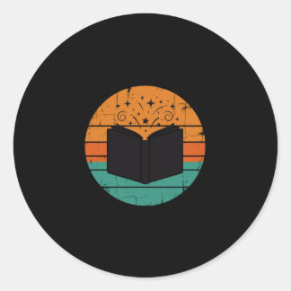 Lese Kinderbücher lustige vintage retro Männer Runder Aufkleber