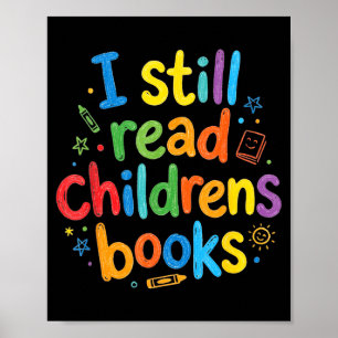 Lese Kinderbücher lustiger Bibliothekar Lehrer Poster