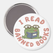 Lese verbotene Bücher Lustiger Frosch beim Lesen Magnet (Vorderseite/Rückseite)