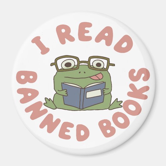 Lese verbotene Bücher Lustiger Frosch beim Lesen Magnet (Vorne)