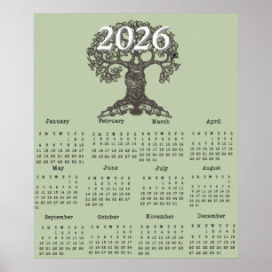 Lesebaum 2026 Ein-Seiten-Kalenderposter Poster