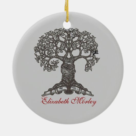 Lesebaum - Geschenkverzierung Keramikornament (Hinten)