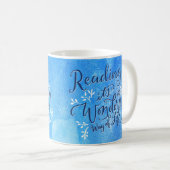 Lesebuch-Bibliothekar-blaues Typografie-Zitat Kaffeetasse (VorderseiteRechts)