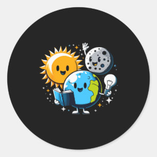 Lesebuch Erde Mond Sonne Lustige Totale Sonnenfins Runder Aufkleber