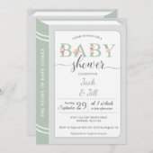 Lesebuchssage Grünes Geschlecht Neutrale Babydusch Einladung (Vorne/Hinten)