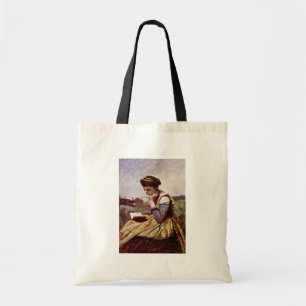 Lesefrauen durch Corot Jean-Baptiste-Camille Tragetasche