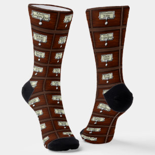 Lesegeräte für Vintage Holzkartenleser der Bibliot Socken