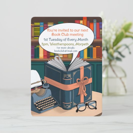 Lesegruppe für Buchklubankündigung Einladung (Stehend Vorderseite)