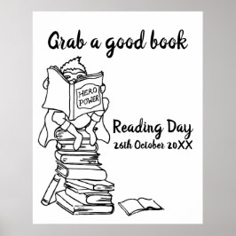 Leseheld über Bücherfarbe in der Schule Poster