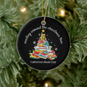 Lesekreis um den Weihnachtsbaum Buchclub Keramik Ornament