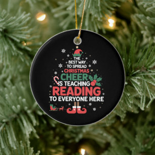 Leselhrer Weihnachtself Weihnachtsfreude  Keramik Ornament