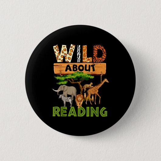 Leseliebhaber wilde Lesebücher und Button (Vorderseite)