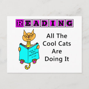 Lesen, alle Coolen Katzen machen es Postkarte