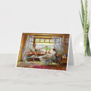 "Lesen am Fenster" Kunst-Notizkarte von Art Blank