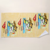 Lesen am Strand gelb Strandtuch (Vorderseite)