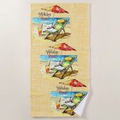 Lesen am Strand gelb Strandtuch (Vorderseite)