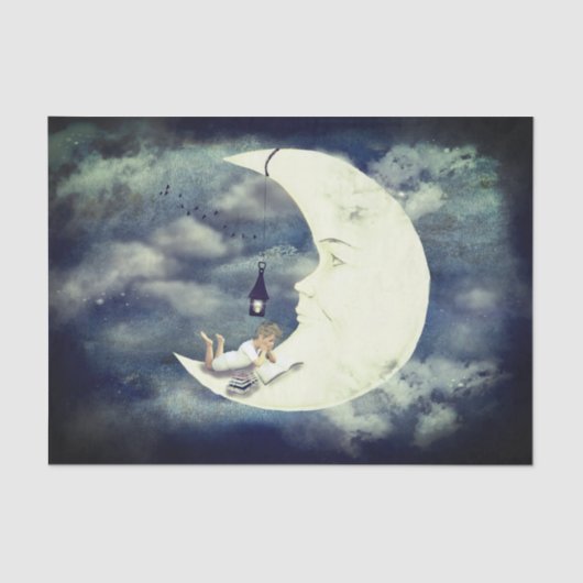 Lesen auf dem Mondfachpapier Seidenpapier (Vorderseite)