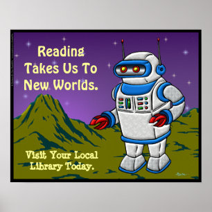 Lesen bringt uns in neue Welten. Poster