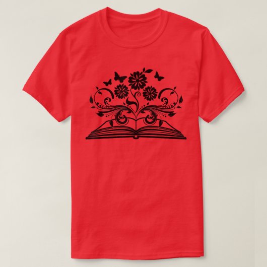 Lesen, Bücher, Frauen Mädchen Kinder, Blume Lehrer T-Shirt (Design vorne)