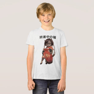 Lesen Cat in Cheongsam - Retro Anime Kanji Kunst Tri-Blend Shirt