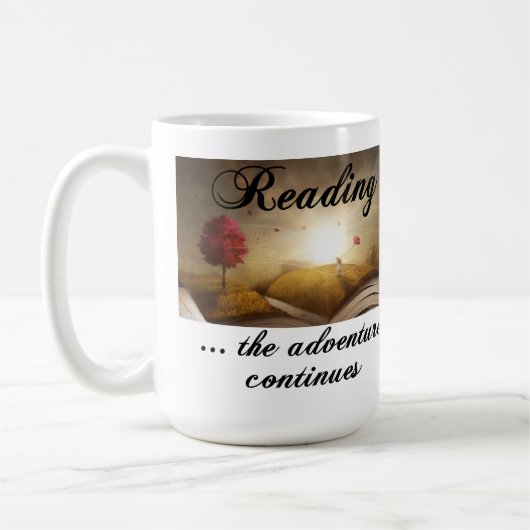 Lesen, das Abenteuer geht weiter Kaffeetasse (Links)