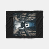 Lesen der Ghost Library Halloween Librarian Book L Fleecedecke (Vorderseite (Horizontal))