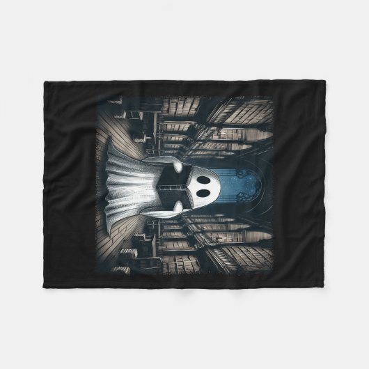Lesen der Ghost Library Halloween Librarian Book L Fleecedecke (Vorderseite (Horizontal))