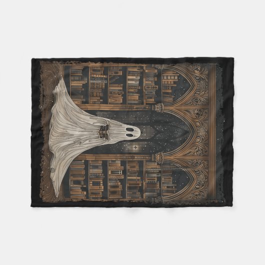 Lesen der Ghost Library Halloween Librarian Book L Fleecedecke (Vorderseite (Horizontal))