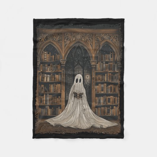 Lesen der Ghost Library Halloween Librarian Book L Fleecedecke (Vorderseite)