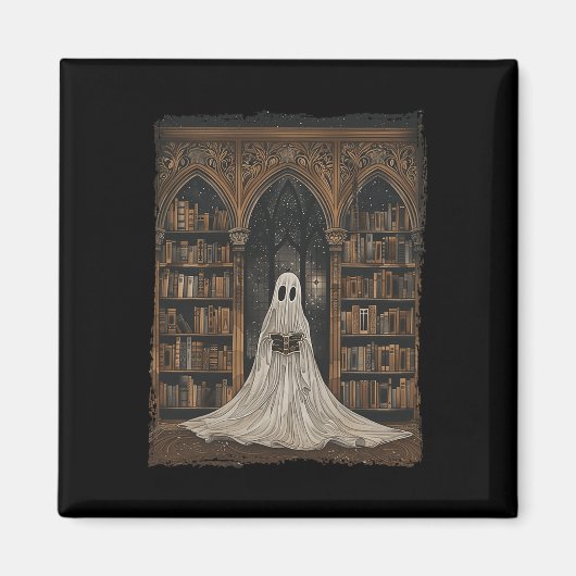 Lesen der Ghost Library Halloween Librarian Book L Magnet (Vorne)