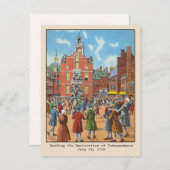 Lesen der Unabhängigkeitserklärung Boston Postkarte (Vorne/Hinten)