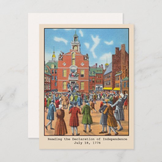 Lesen der Unabhängigkeitserklärung Boston Postkarte (Vorne/Hinten)