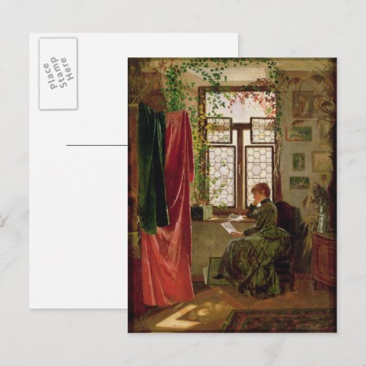 Lesen des Briefes Postkarte (Vorne/Hinten)