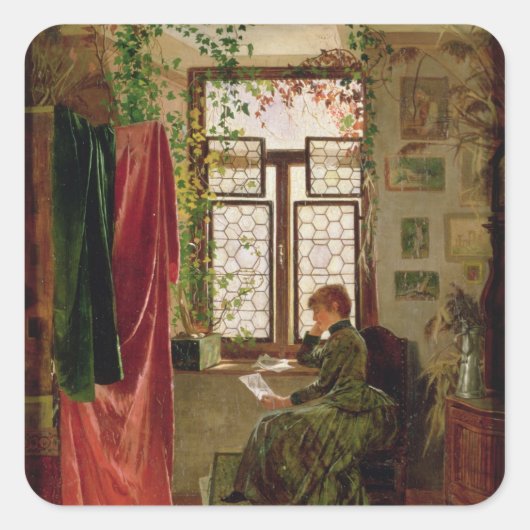 Lesen des Briefes Quadratischer Aufkleber (Vorderseite)