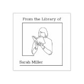 Lesen des Buches moderner Lehrer aus der Bibliothe Gummistempel (Prägung)