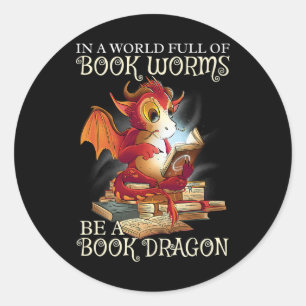 Lesen des Lover Library Book Lover Dragon Bookworm Runder Aufkleber