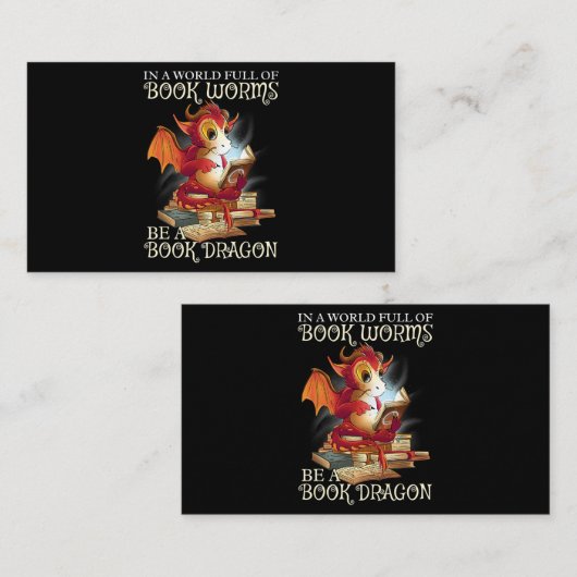 Lesen des Lover Library Book Lover Dragon Bookworm Visitenkarte (Vorne/Hinten)