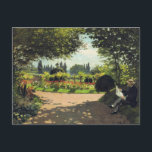 Lesen im Garten, Monet Berühmtes Gemälde Feiertagspostkarte<br><div class="desc">Adolphe Monet Reading im Garden Holiday Postkarte</div>