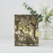 Lesen in einem Garten Postkarte (Stehend Vorderseite)