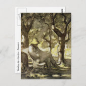 Lesen in einem Garten Postkarte (Vorne/Hinten)