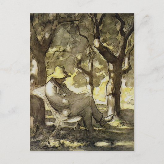 Lesen in einem Garten Postkarte (Vorderseite)