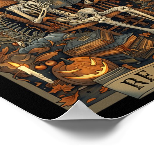 Lesen in Peace Skeleton Halloween Las Banned Books Poster (Ecke)