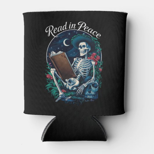 Lesen in Peace Skeleton Lesebuch Dosenkühler (Vorderseite)