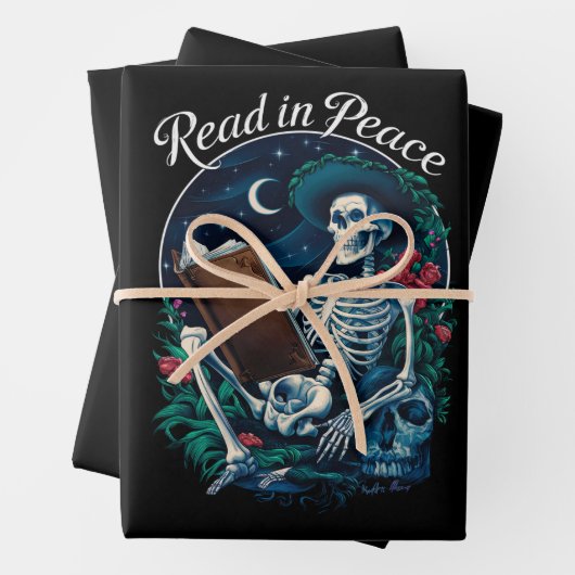 Lesen in Peace Skeleton Lesebuch Geschenkpapier Set (Beispiel)