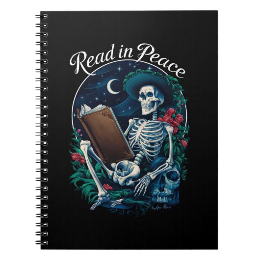 Lesen in Peace Skeleton Lesebuch Notizblock (Vorderseite)