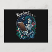 Lesen in Peace Skeleton Lesebuch Postkarte (Vorderseite)