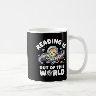 Lesen ist außerirdisch lustige Katzen-Weltraum-Büc Kaffeetasse