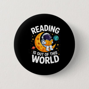 Lesen ist außerirdisch lustige Weltraum-BücherLese Button