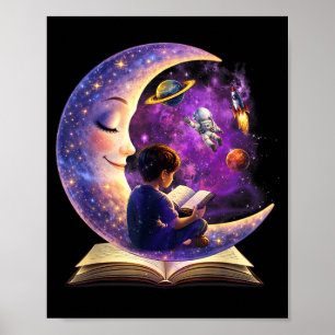 Lesen ist außerirdisch Mond-Lesebuch Poster
