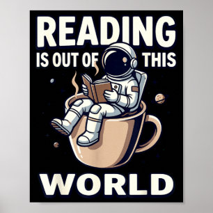 Lesen ist außerirdischer Astronauten-Kaffee-Buch Poster